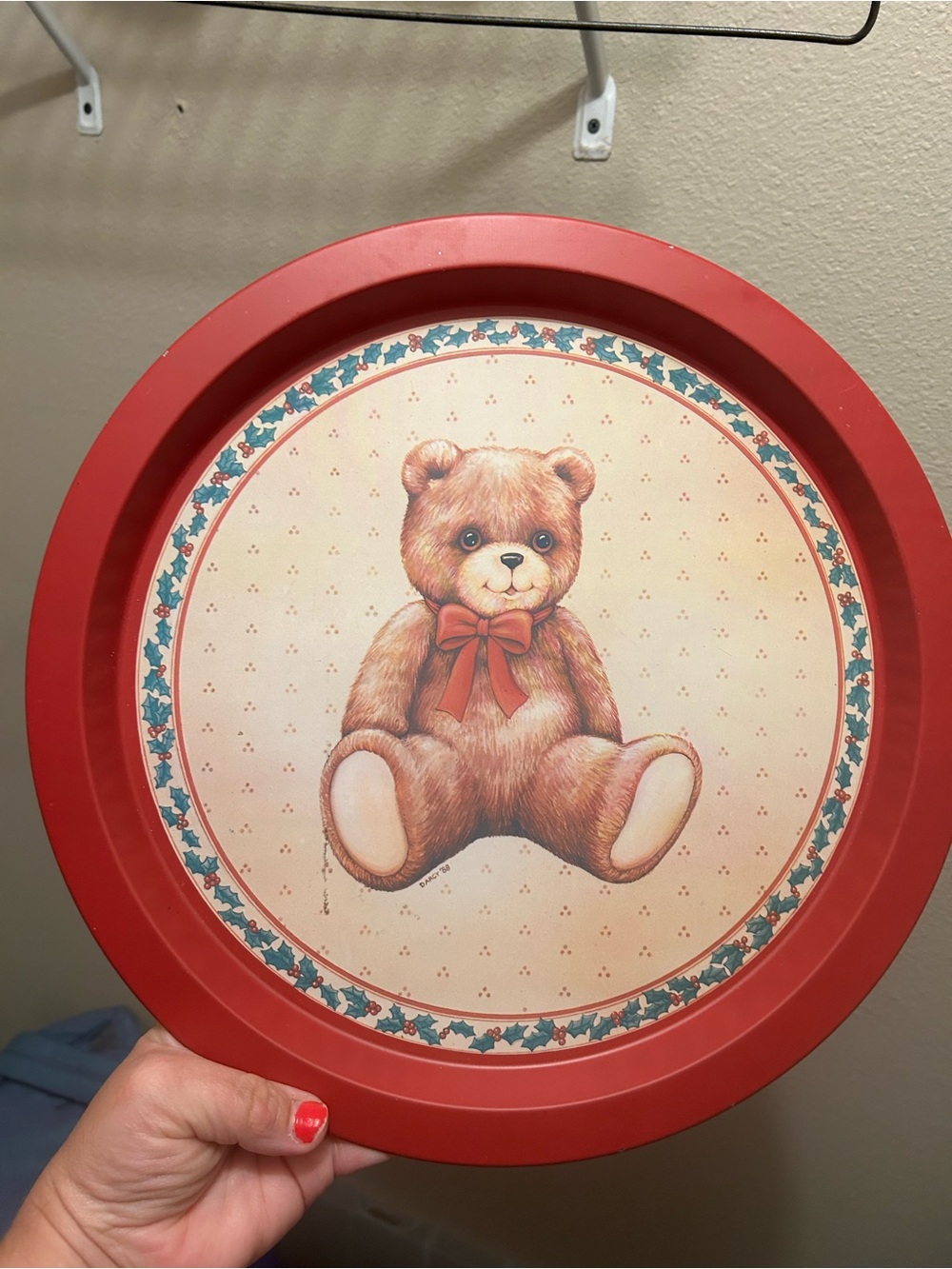 Holiday Bear Decorative Serving Tray - Red